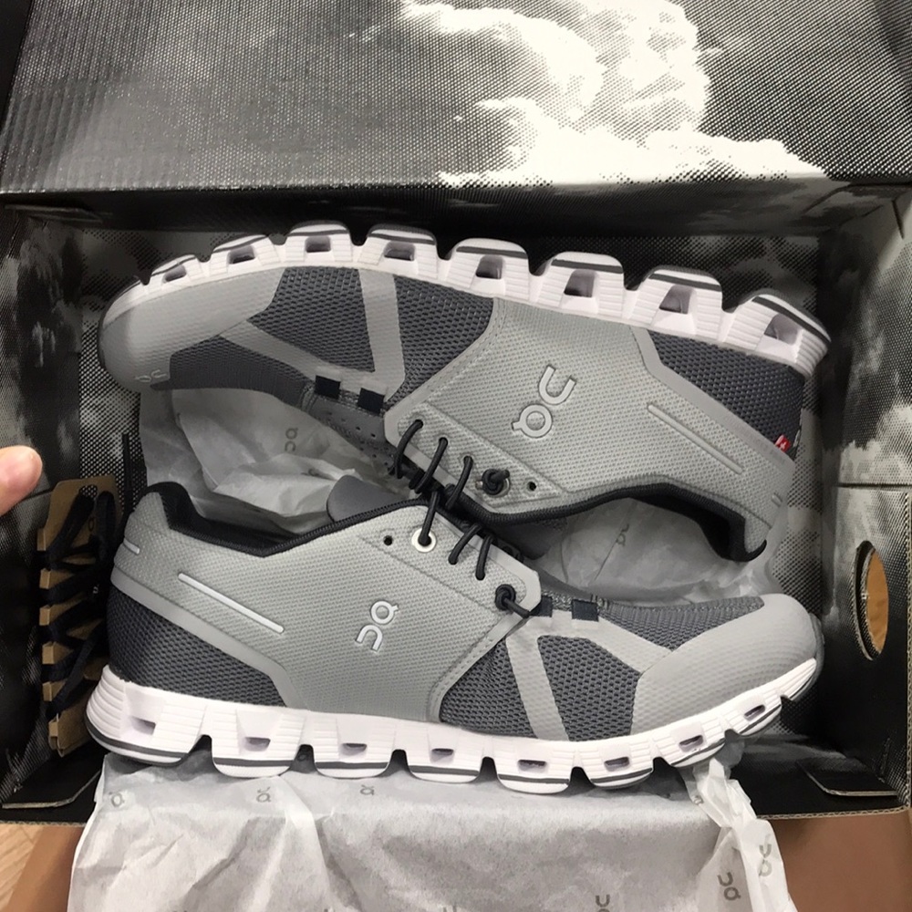 On Cloud Running Shoe gray and white